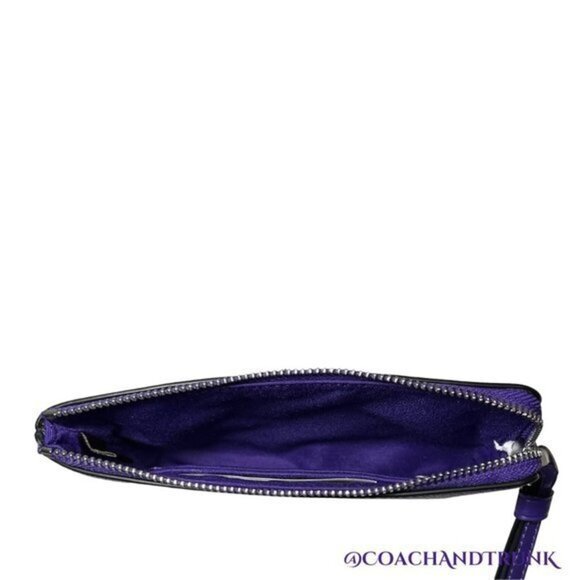 AUTHENTIC COACH Corner Zip Wristlet With Mini Vintage Rose Print Sport Purple - Picture 8 of 11